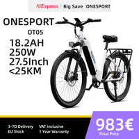 ONESPORTS OT05 City E-Bike | 27.5″inch tire, 250W Motor, 36V 18.2Ah Battery, 25km/h Max Speed, Support App, Ship from PL or UK