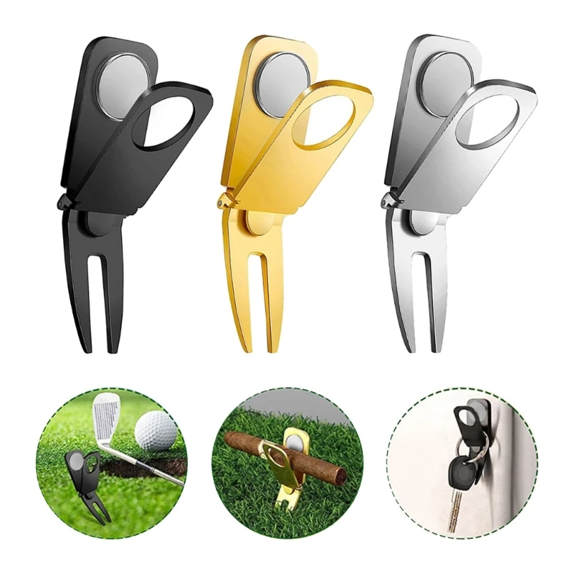 YD61 Multipurpose Golf Cigars Holder Magnetic Golf Cart Cigars Clip Portable Golf Divot Marker Tool for Golf Cart Durable