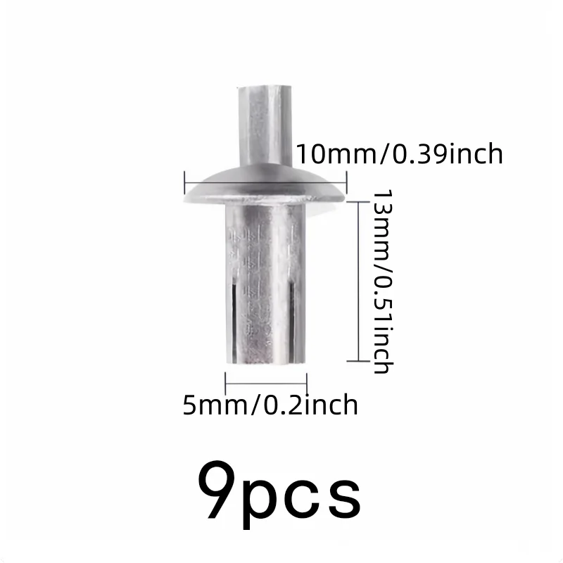 9 pcs 5*13mm Strike Core Expansion Rivets, Expansion Lock Design and Rust Resistant Metal, ideal for Furniture Assembly