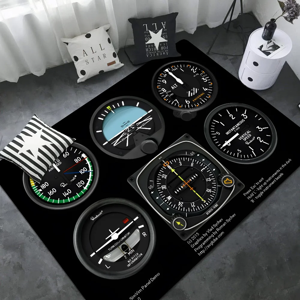 Fighter Aircraft Control Cockpit Cabin Floor Mat Floor Mat Non-Slip Laundry Room Mat Laundry Decor Balcony Child Living Room