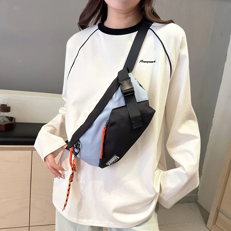 Contrasting colors Chest Rig Bag Women Fanny Pack Streetwear Chest Bags Unisex Nylon Hip hop Waist Bag Girls Phone pocket