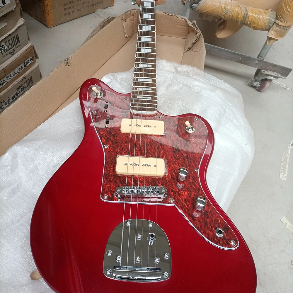 Meatl Red 6 Strings Electric Guitar with Rosewood Fretboard,can be Customized