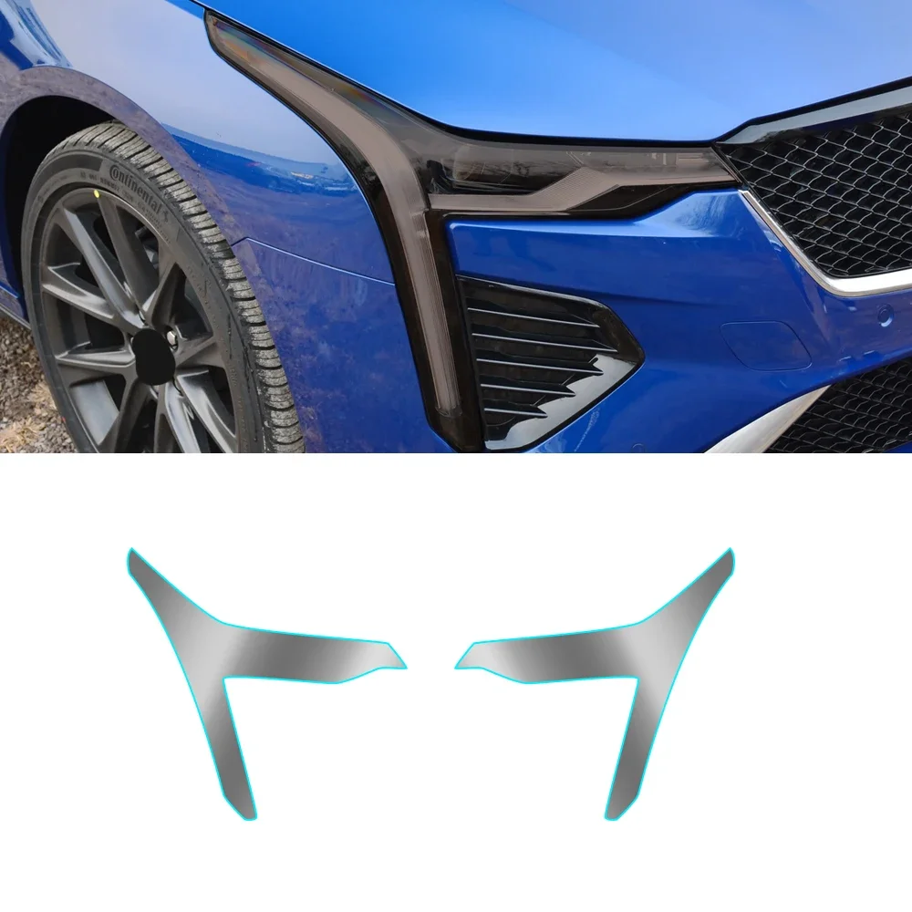 For Cadillac CT4 2019-2024 Car Headlight Protective Tint Film Smoke Black Transparent TPU Vinyl Wrap Sticker Pre-Cut Shape