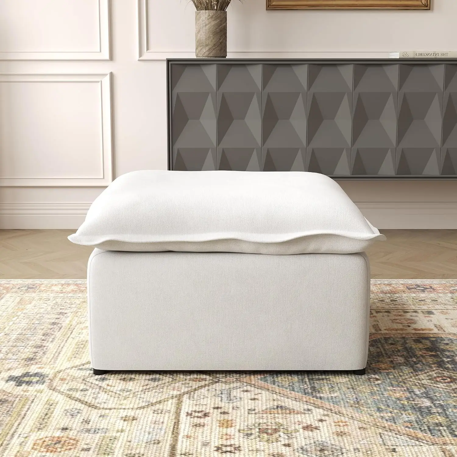 Modular Ottoman Upholstered Footrest for Sectional Sofa, Customized