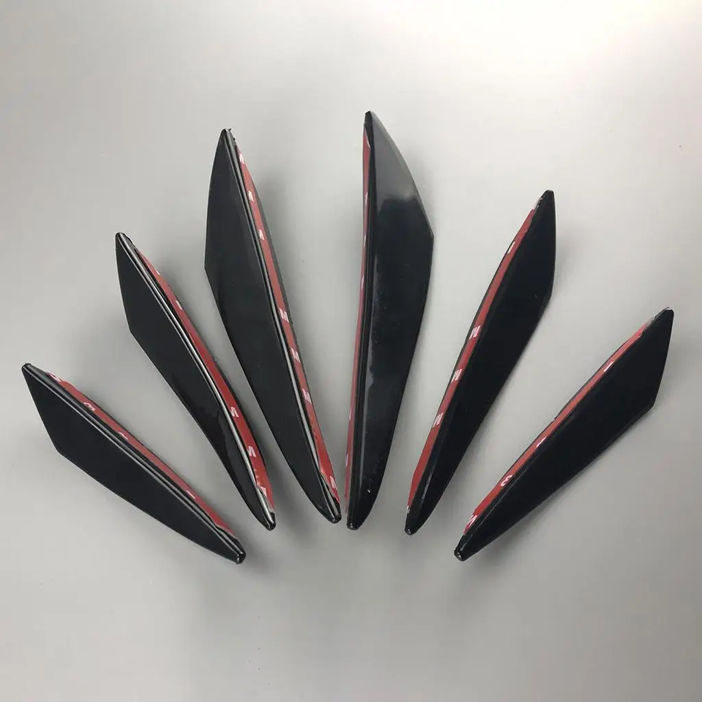 6x Front Bumper fin Splitter Decor Sticker Gloss Blackersal Decoration Vehicle Canards Dive Plates Spare Parts Easy to Install