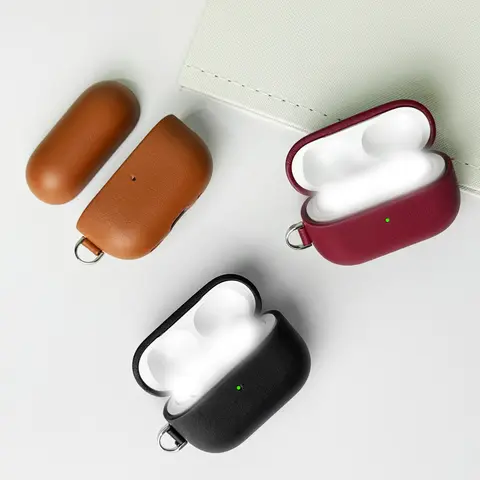 Luksusowe, ręcznie robione etui ochronne z dzielonym przodem, odpowiednie do AirPods 4 Pro Pro 2, bezszwowa skóra PU, etui z procesem ciągnięcia.