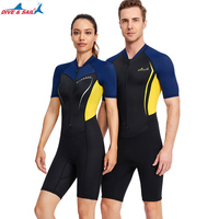 Lycra+1.5mm Neoprene Dive Skins Shorty Wetsuit Women Men Swimsuit Rash Guard Scuba One Piece Short Sleeve Quick Dry Bathing Suit