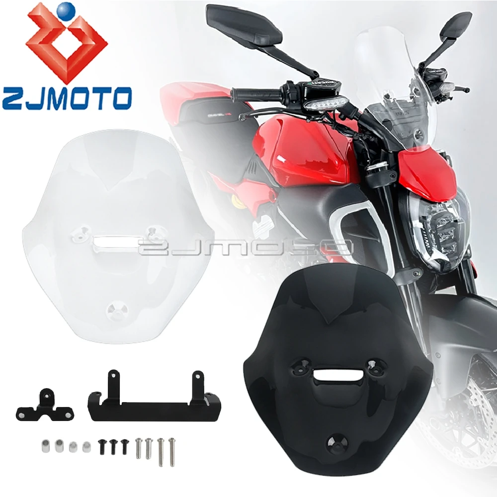 

For Ducati Diavel V4 2023 Accessories Windshield Motorcycle Windscreen 3mm Thickness Air Spoiler Wind Defletor Windproof Penel