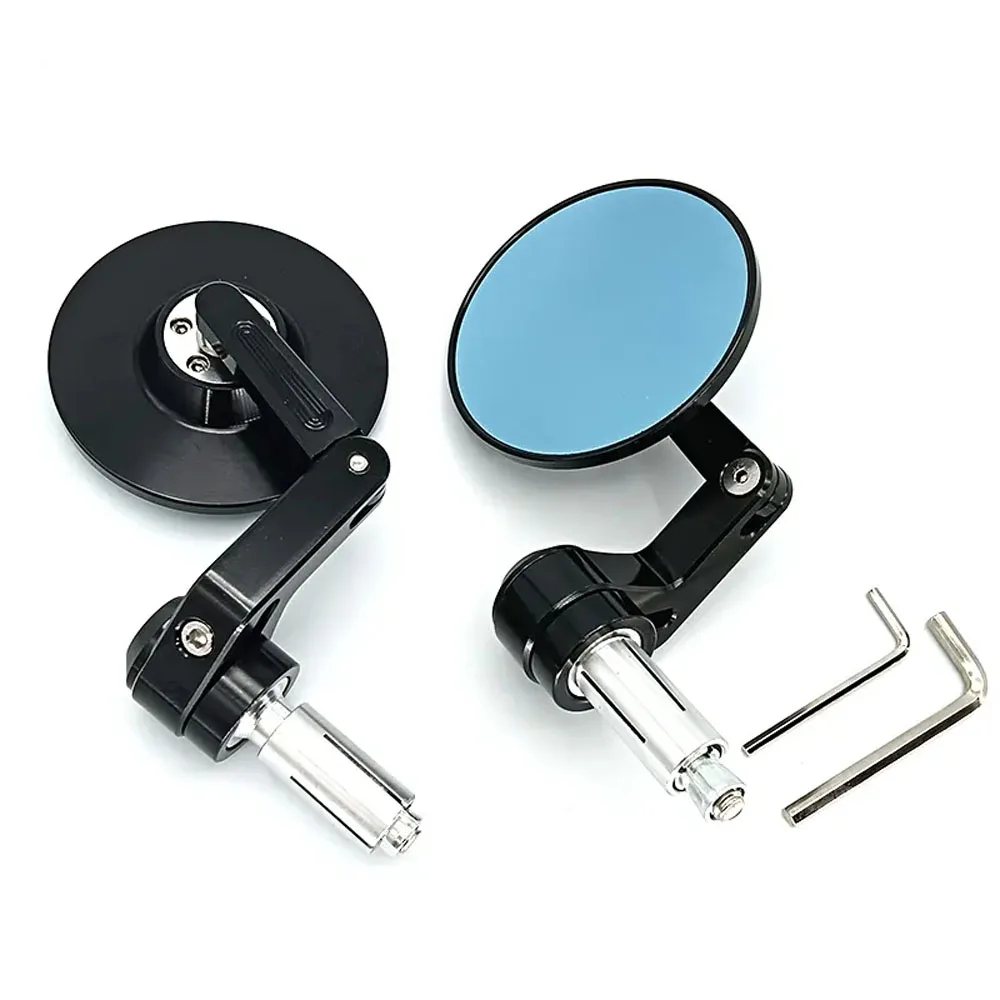 

New product Luxury black&silver CNC universal motorcycle side round mirror 85mm wholesales 22 mm motorcycle handlebar mirror