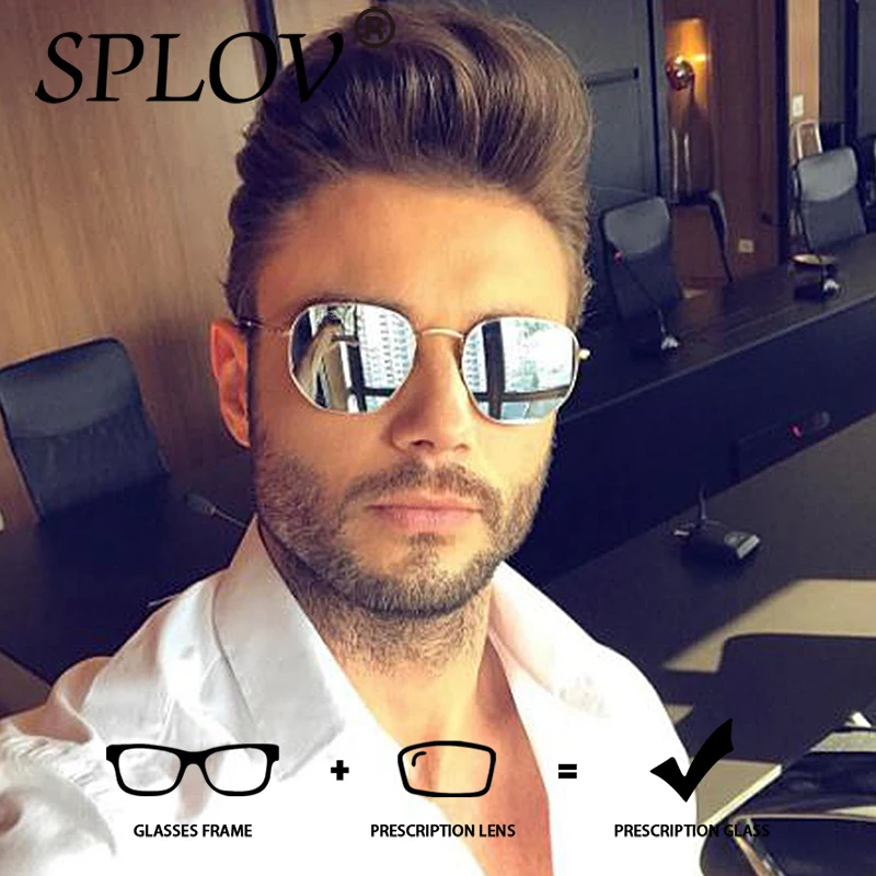 

SPLOV Large Frame Prescription Sunglasses Fashion Polygonal Frame Design Customized Polarized Progressive Sunglasses