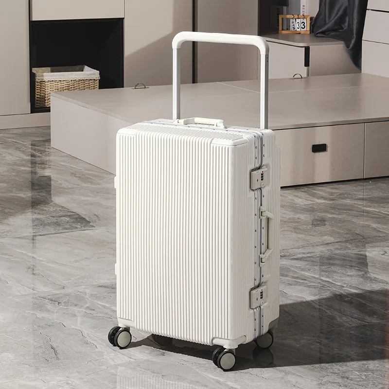 20/24 بوصة حقيبة سفر حقيبة تروللي بعجلات واسعة مع عجلات إطار من الألومنيوم حمل على الأمتعة المقصورة الصعود صندوق المتداول الأمتعة #5