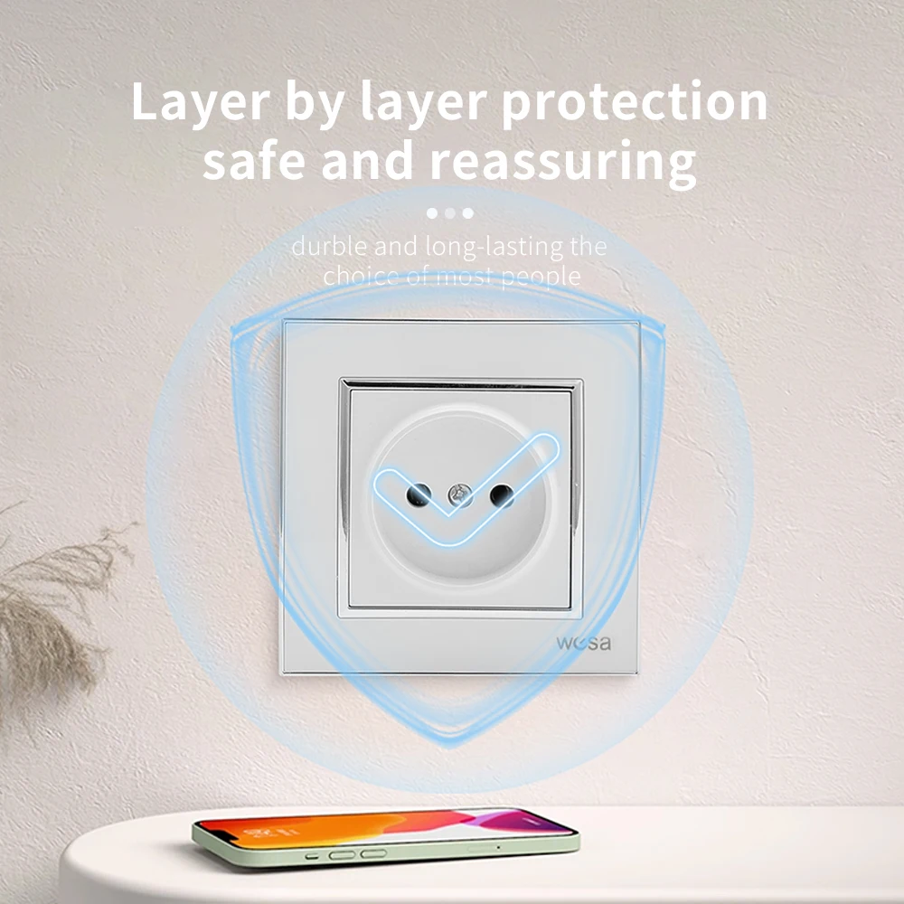 المقابس البيضاء المقبس منافذ كهربائية كلاسيكية التيار المتناوب الاتحاد الأوروبي القياسية الجدار جزءا لا الأرض الاكريليك لوحة لهب 250 فولت المقبس #5