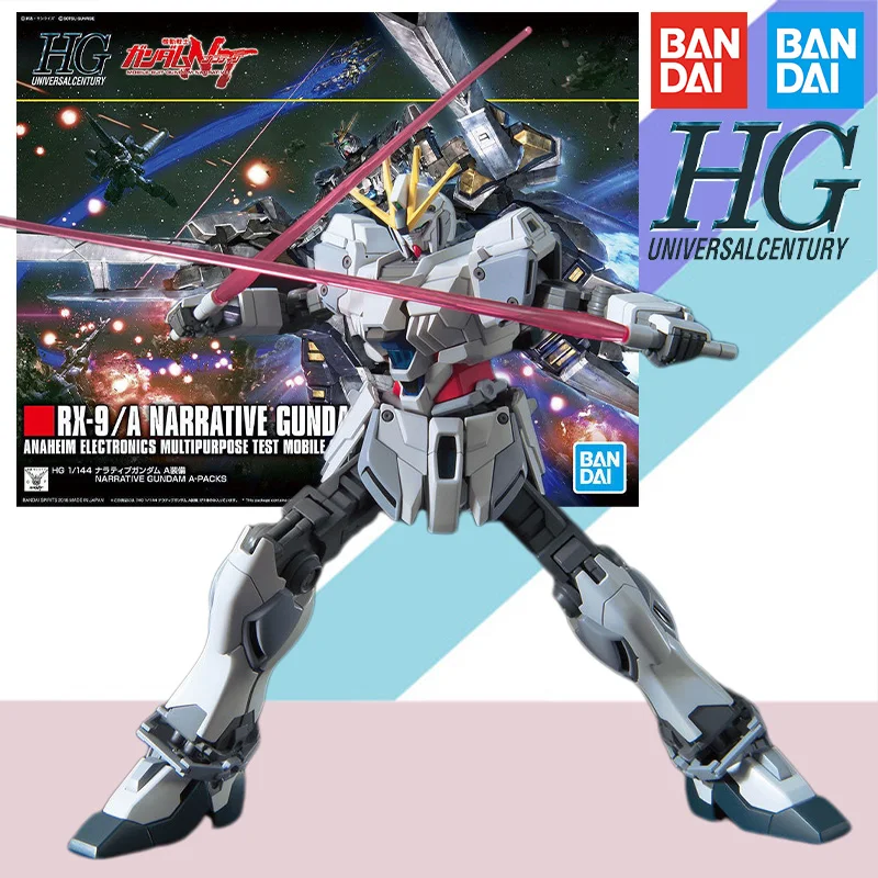 Bandai Original HGUC 1/144 GUNDAM Anime Model RX-9/A NARRATIVE GUNDAM A-PAKCS Anime Action Figure Assembly Model Kit Toy Gift