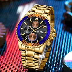 NIBOSI Mens Watches Top Brand Sport Gold Watch Luxury Men Military Steel Quartz Wristwatches Chronograph Male Relogio Masculino