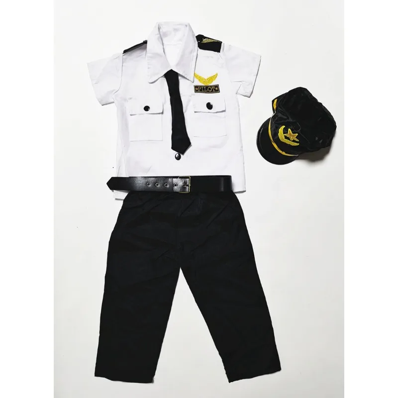 Children\'s Performance Clothing Kindergarten Activities Pilot Uniform Cosplay Dress As The Captain of The Plane Party