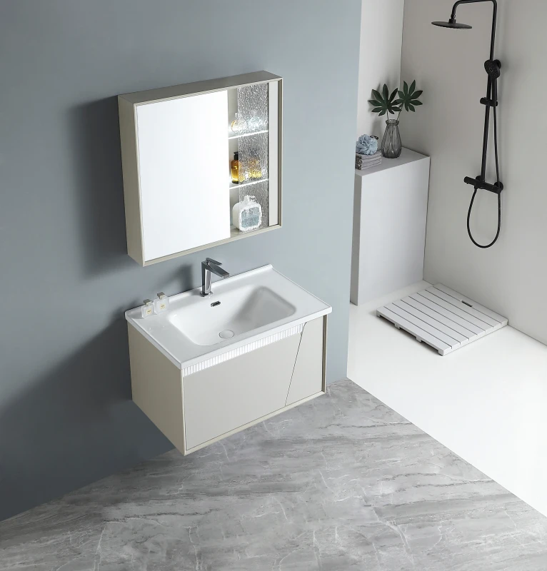 Custom Wash Basin Modern Bath Set Floating Vanity Cabinet with Sink Countertops Makeup Bathroom Dressing Mirror Storage