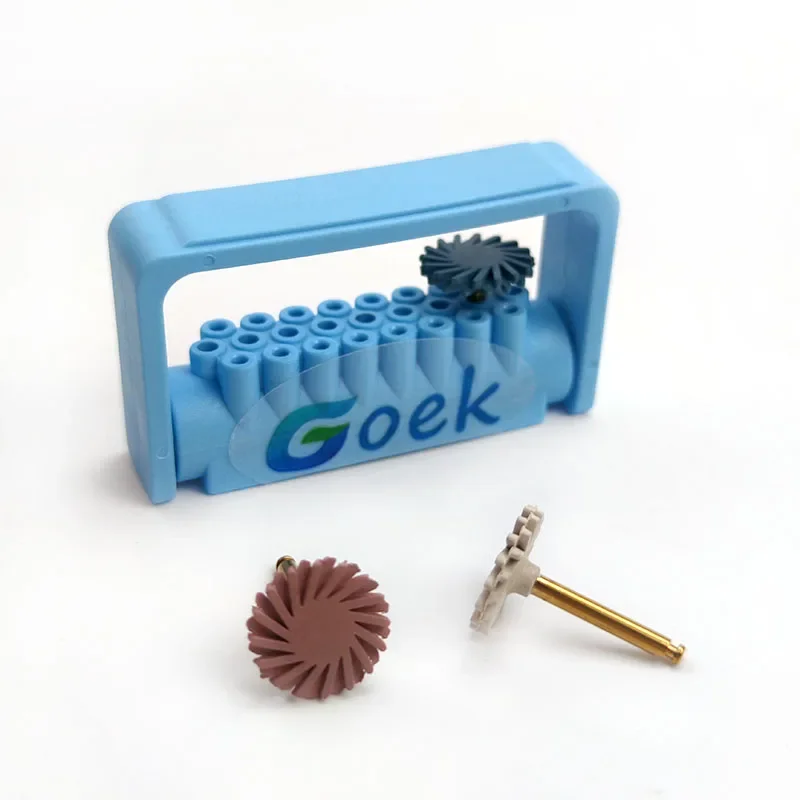 4 Stück Dental-Diamant-Gummi-Polierer mit Desinfektionsbox zum Polieren von Zirkonoxid-Lithium-Disilikat-Zahnmedizin-Laborbohrern