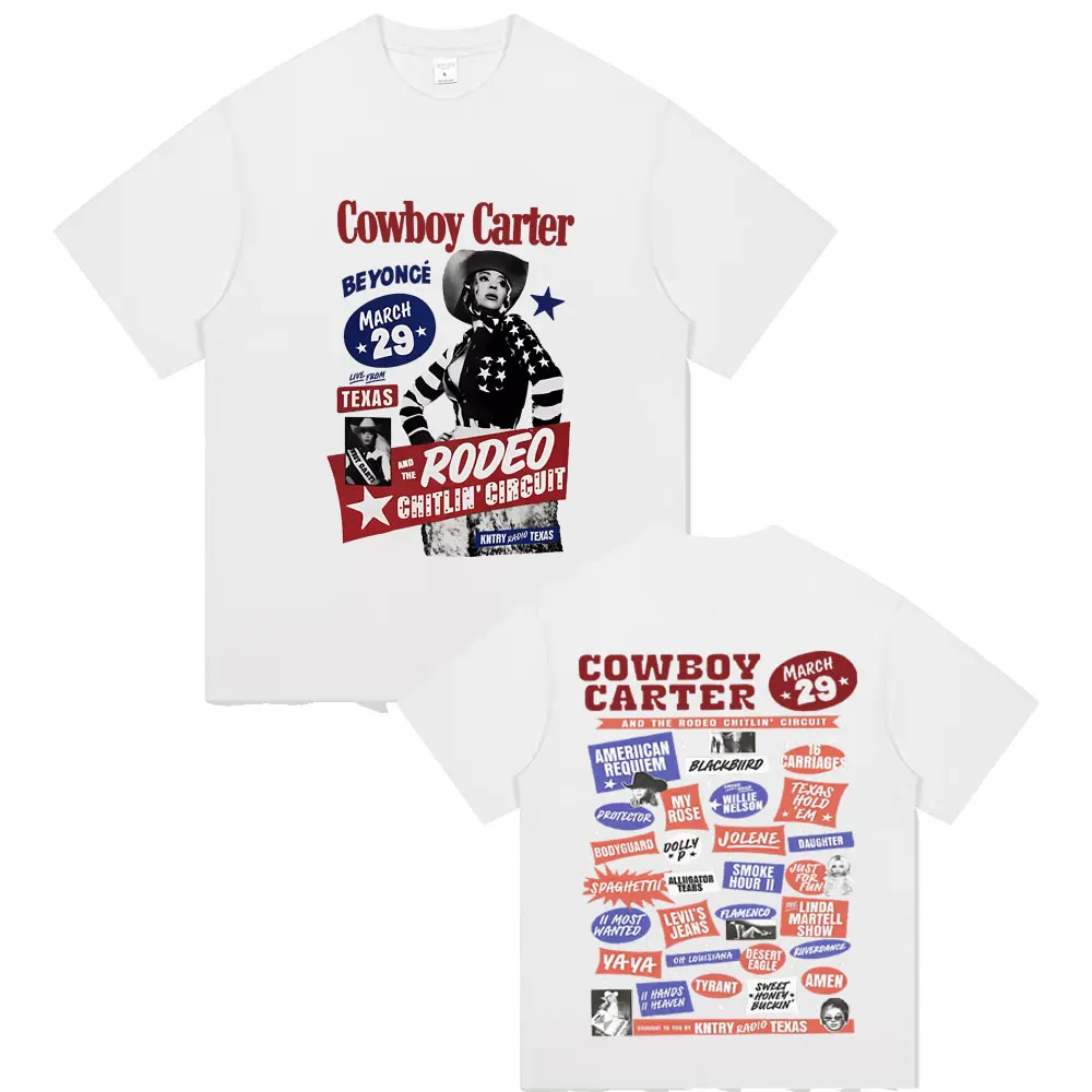

Singer Beyonce Cowboy Carter Graphic T-shirt Men Women Fashion Vintage Oversized Streetwear Summer Male Casual Cotton T Shirts