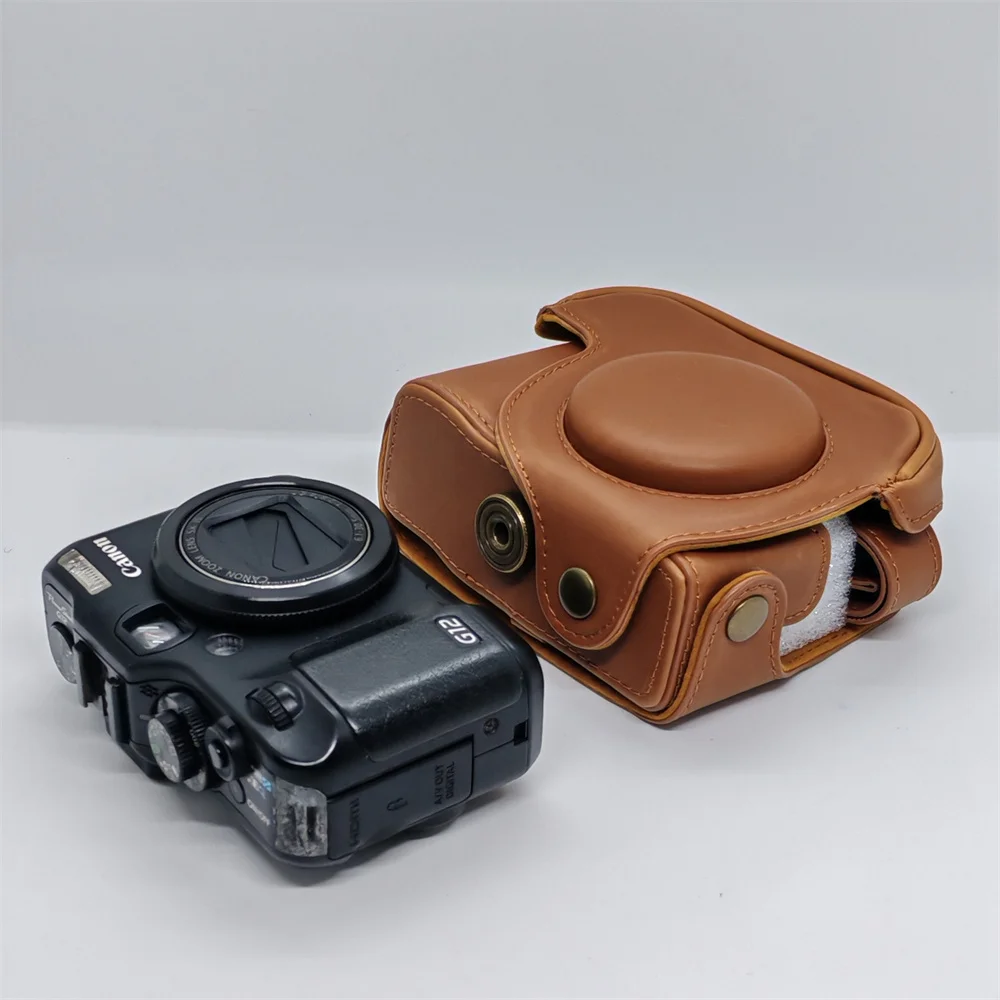 Bag Case For Canon Powershot G10 G11 G12 Full Body PU Leather Camera Cover WIth Strap