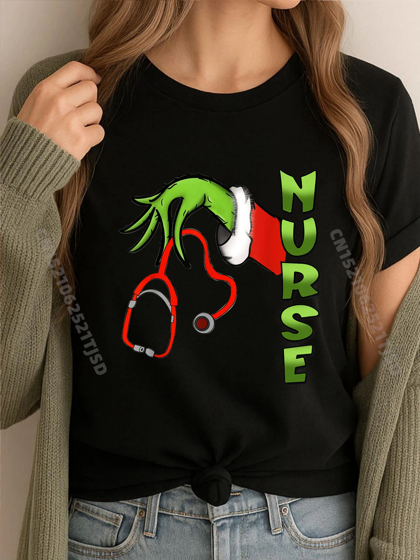 

Рождественский стетоскоп для медсестер, рождественские пижамы для медсестер, пижамы, футболка большого размера, женские футболки Camiseta Masculina, большие размеры с графикой