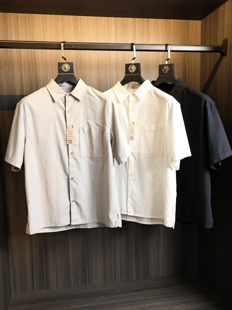 

Natural Linen Blend Short Sleeve Shirt for Men Breathable Cool Feeling Turn-down Collar Summer Fashion Casual Standard Fit