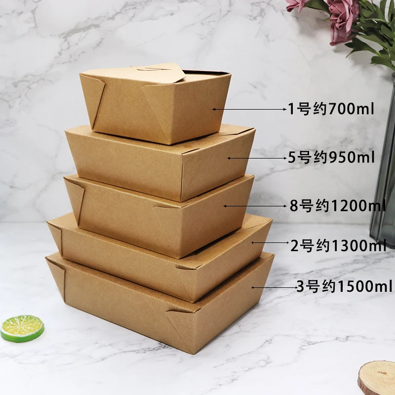 Customized Kraft Paper Box Lunch Box Disposable Takeout Box Fried Rice Takeaway Picnic Box Sushi Box Fruit Salad Sh