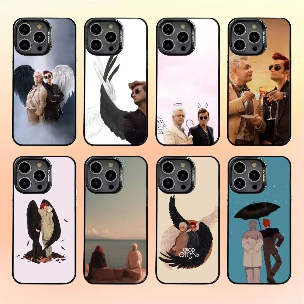 

Comedy Absurdity Good O-Omens Phone Case For iPhone 16,15,14,13,12,11,Pro,MAX Gray Matte Silicone Black Cover