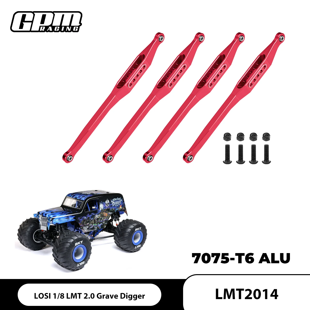 

GPM 7075-T6 Alloy Lower Link Bar Set For LOSI 1/8 LMT 2.0 Grave Digger LOS244012