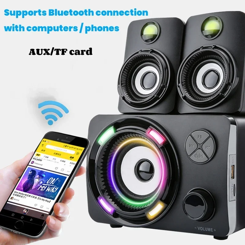 Desktop Audio Home Office USB Wired Sound Box Cool Computer Notebook Audience Bluetooth Speaker Laptop 2.1 RGB Gaming Speakers