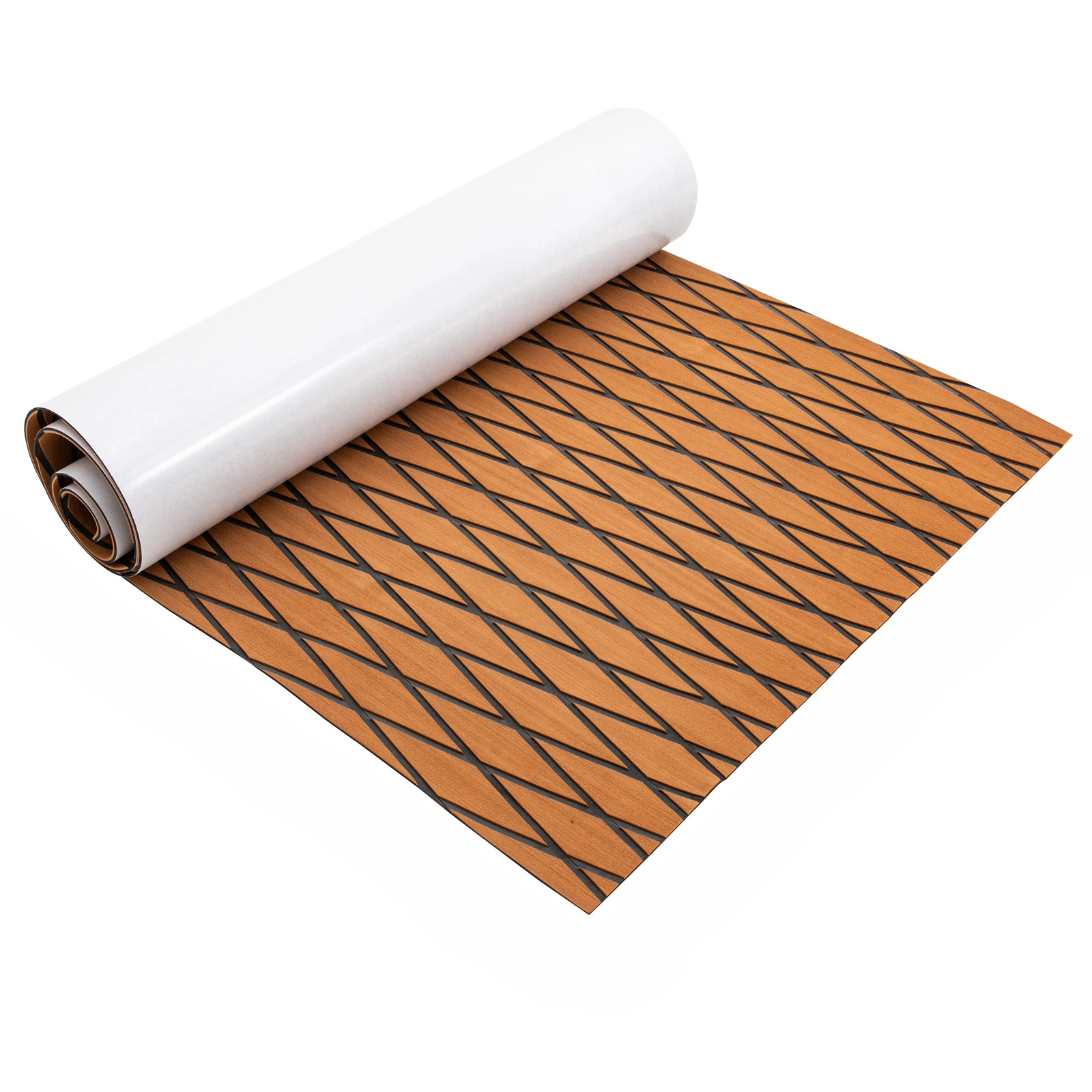 

94x35in Boat Flooring EVA Foam Decking Sheet Faux Teak Marine Mat Non-Slip Self-Adhesive Flooring Material for Motorboat RV