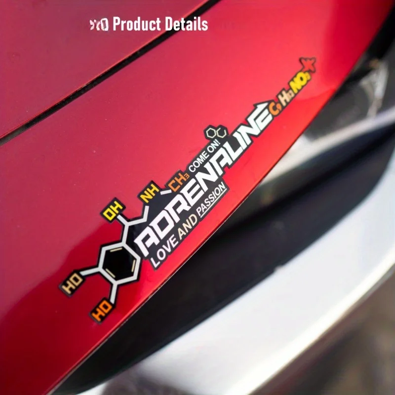 Adrenaline Molecular Formula Sticker Reflective PVC Decal Love Passion Design For Motorcycle Windshield Car Decoration