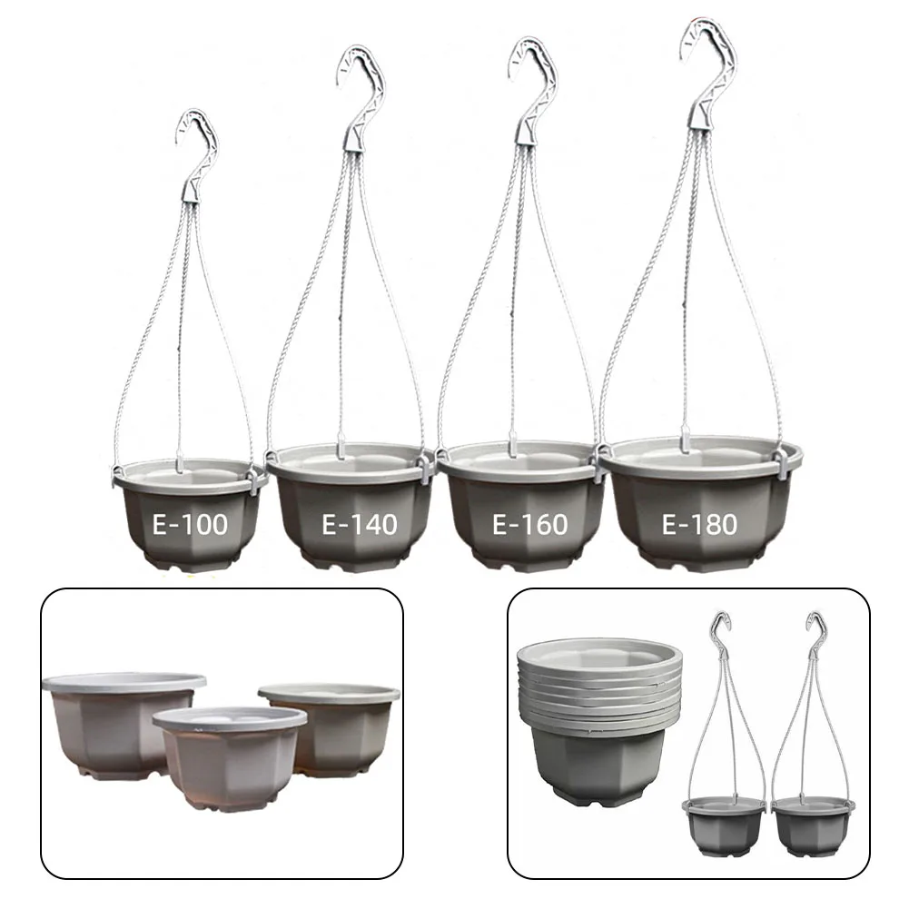 1pcs Hanging Type Flower Basket White Plastic Flower Pot Decors Plastic Hanging Plant Pot Adornments Home Balcony Garden Decor