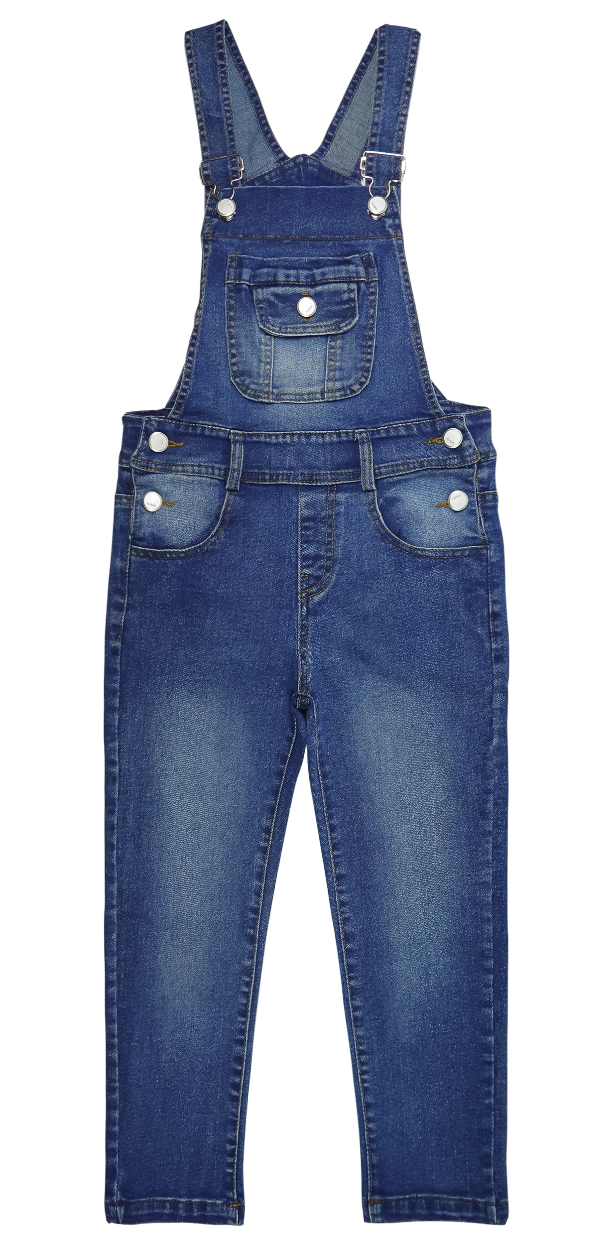 

KIDSCOOL SPACE Girls Denim Overalls,Elastic Band Inside Flap Pockets Soft Stretchy Jeans Jumpsuit