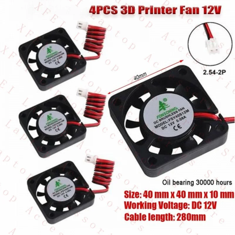 

F 4X 12V Laptop 3D Printer DVR 40mm FSY40S12M Computer Case Cooling Fan 40mm 0.08A