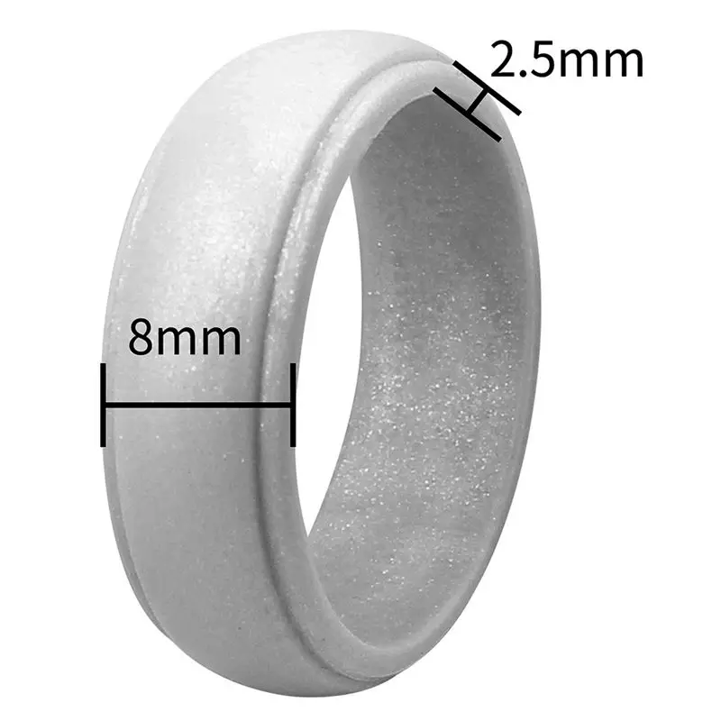 Carefree- 8mm Popular Men Silicone Cool Rings Women Silicone Wedding Ring Environmental Outdoor Sports Ring Grey X2 14