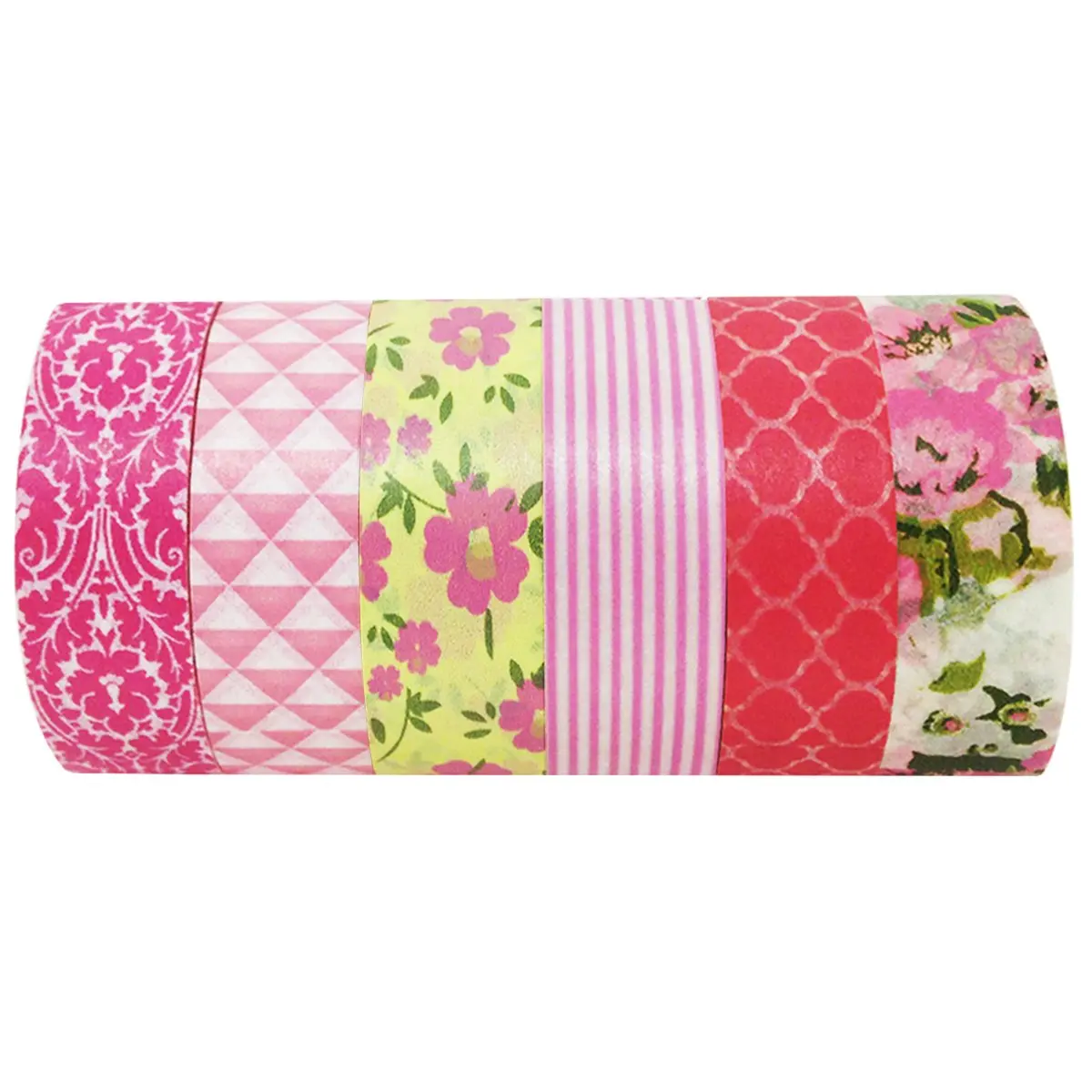 

Pretty in Pink Japanese Washi Tapes Masking Tapes Set, (6 Rolls)
