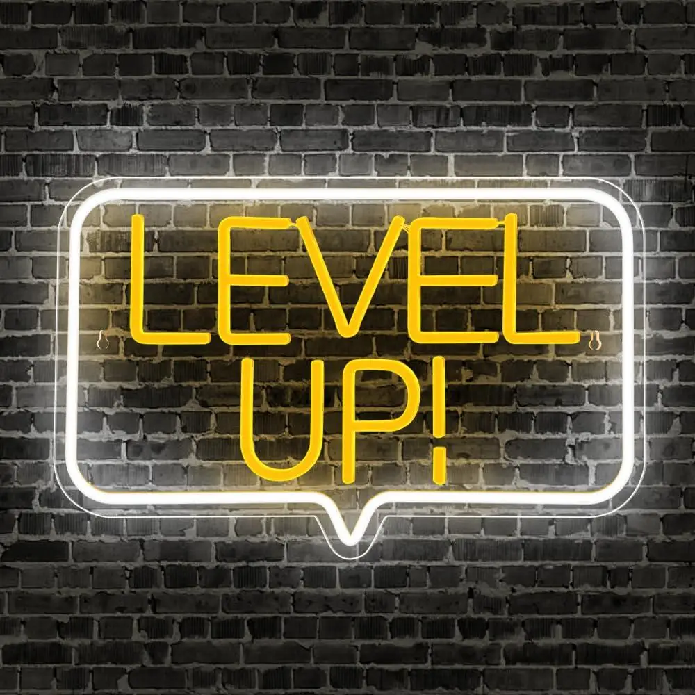 

Gaming Neon Sign USB Dimmable LED Light with Level Up Quote for Gamer Room Teens Room Boys Room Arcade Aesthetic Wall Decor Gift