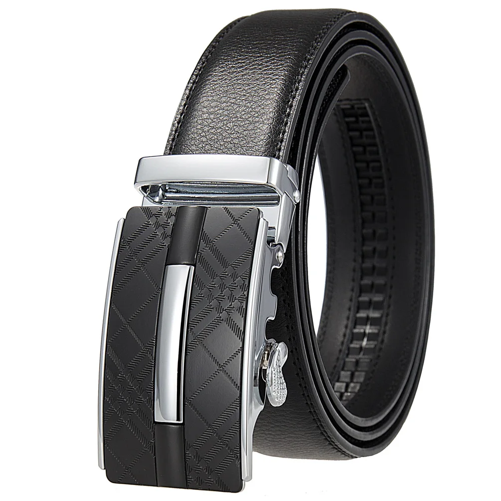 Famous Brand Belt Men Top Quality Genuine Luxury Leather Belts Men Strap Metal Automatic Buckle Men\'s Ratchet Belts No Holes