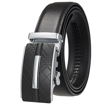 Berühmte Marke Gürtel Männer Top Qualität Echtes Luxus Leder Gürtel Männer Strap Metall Automatische Schnalle männer Ratsche Gürtel Keine löcher