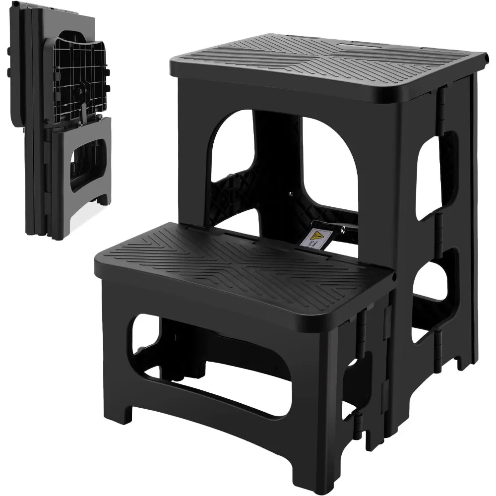 Taburete plegable de 2 escalones para adultos, reposapiés plegable antideslizante para niños pequeños, escalera de piscina portátil de 2 escalones, capacidad para hasta 300 l