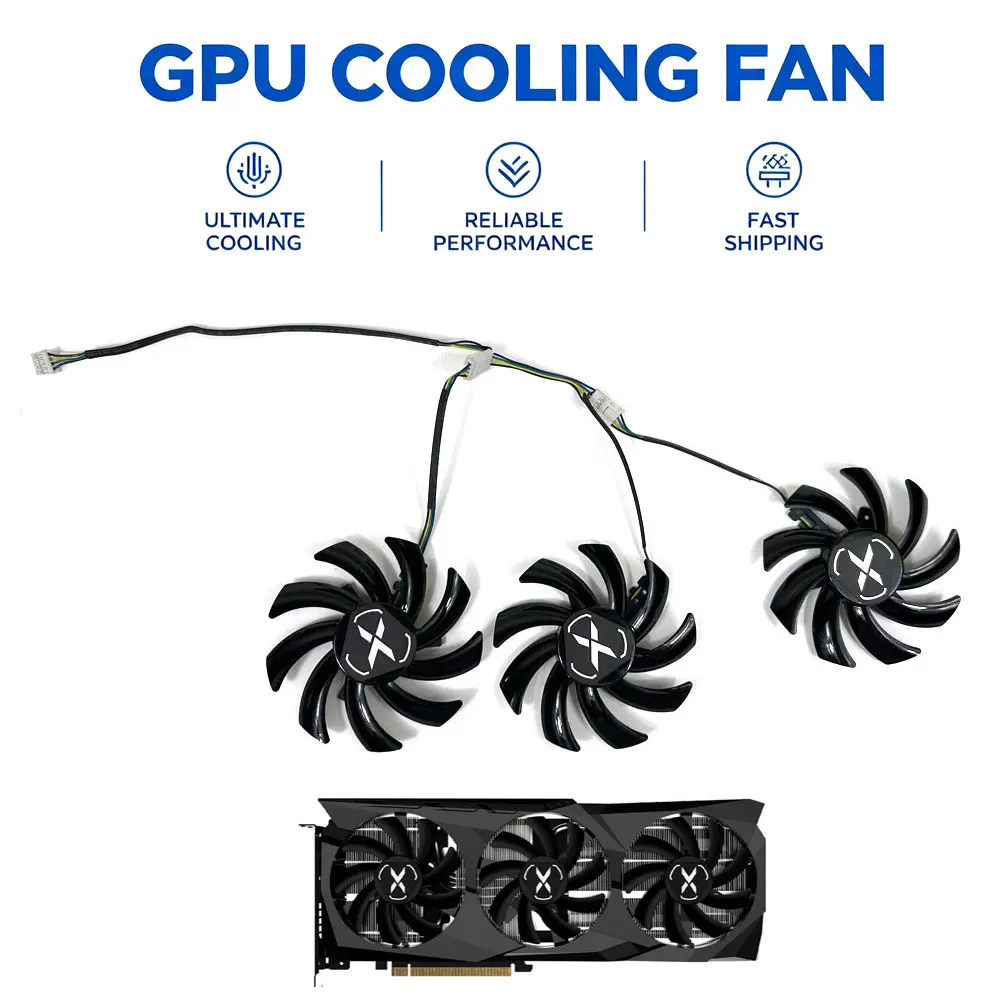 3pcs 85MM 4PIN FDC10H12S9-C For XFX  SPEEDSTER SWFT 309 RADEON RX6700 XT 12GO  video card fans