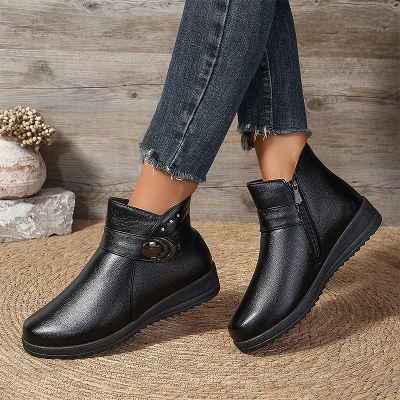 Women Flats Ankle Chelsea Boots Casual Warm Cozy Walking Shoes 2024 Winter New Trend Fashion Dress Boots Sport Mujer Zapatillas