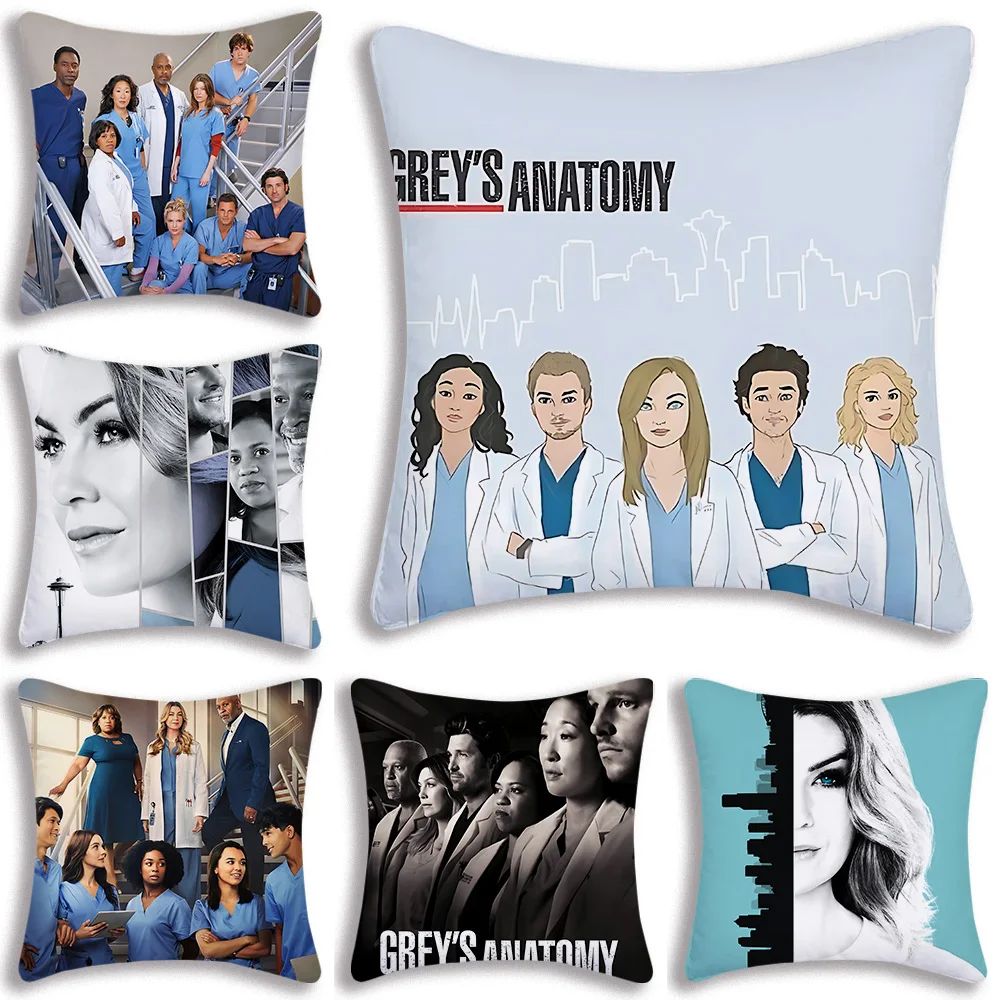 G-Greys AnatomyS Pillow Covers Cartoon Sofa Decorative Home Double-sided Printing Short Plush Cute Cushion Cover