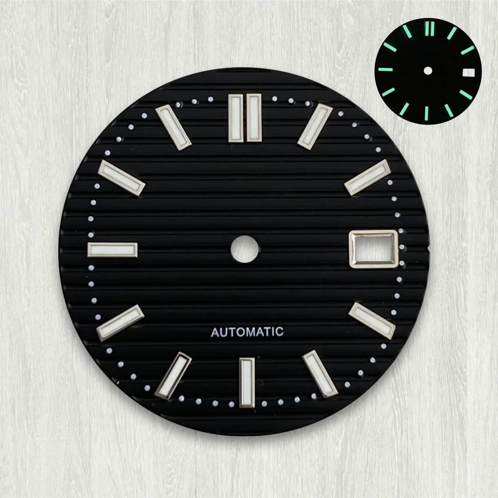 30.5mm S Logo Nautilus Sky blue Dial Green Luminous Suitable for NH35 NH36 Movement High-Quality Watch Modification Accessories