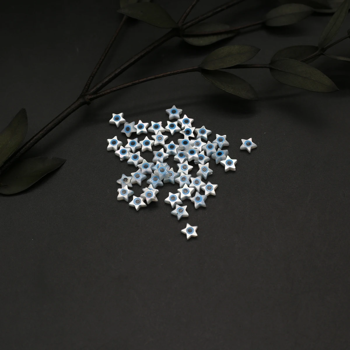20Pcs Blue Demon Eyes Beads Natural Shell Evil Eye Star Shape Beads Handmade Jewelry Making Bracelet Necklace Charms