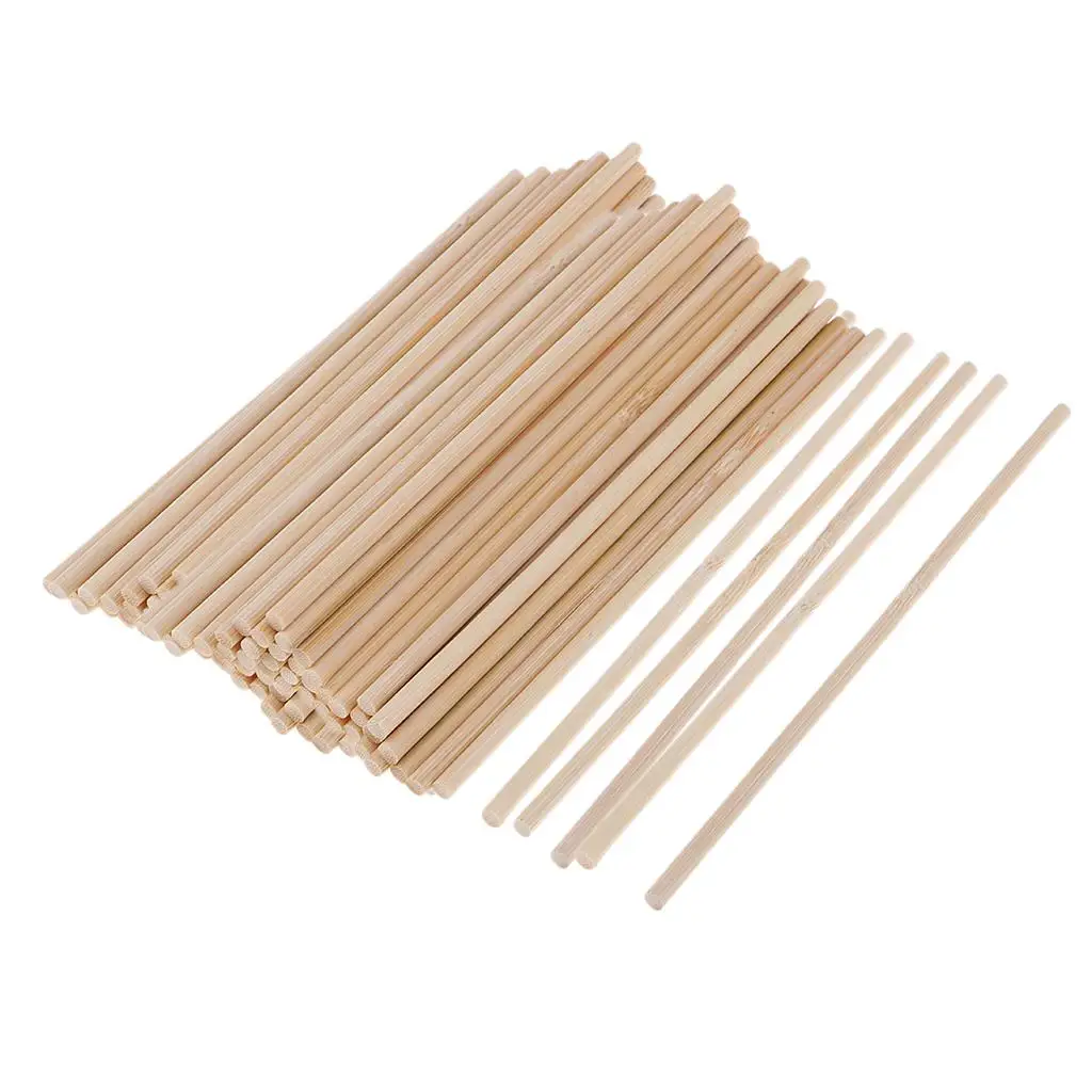 100 Pieces 4mm Round Balsa Unfinished Woodcraft Stick Dowel Rod for Kindergarten Handmade Craft Model Making Accessories 150mm