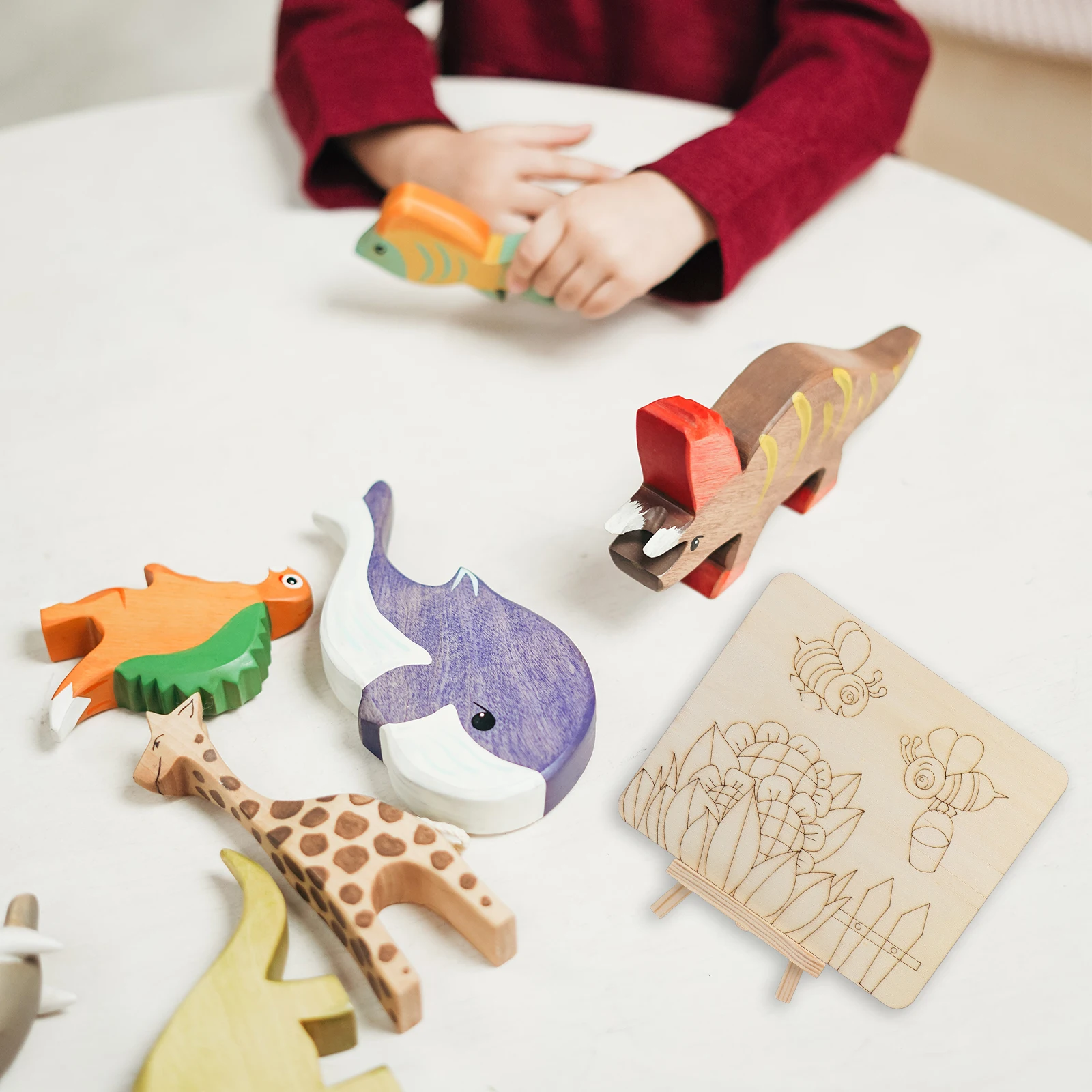 Planche à dessin en bois pour enfants, 4 pièces, bricolage, Graffiti couleur, jouet de peinture, Puzzle, voyage éducatif