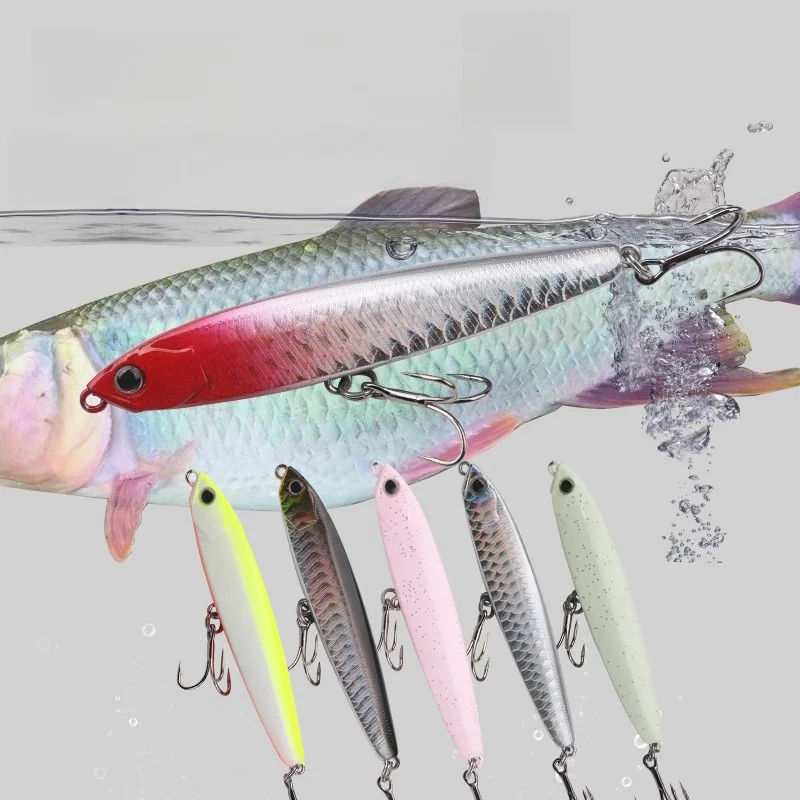 1 Stück sinkende 3D-Augen, Fischschuppen-Rassel im Bleistift-Stil, 14 g, 8 cm, weit werfender, vibrierender Köder, VIB-Hartköder, Köder für alle Tiefen