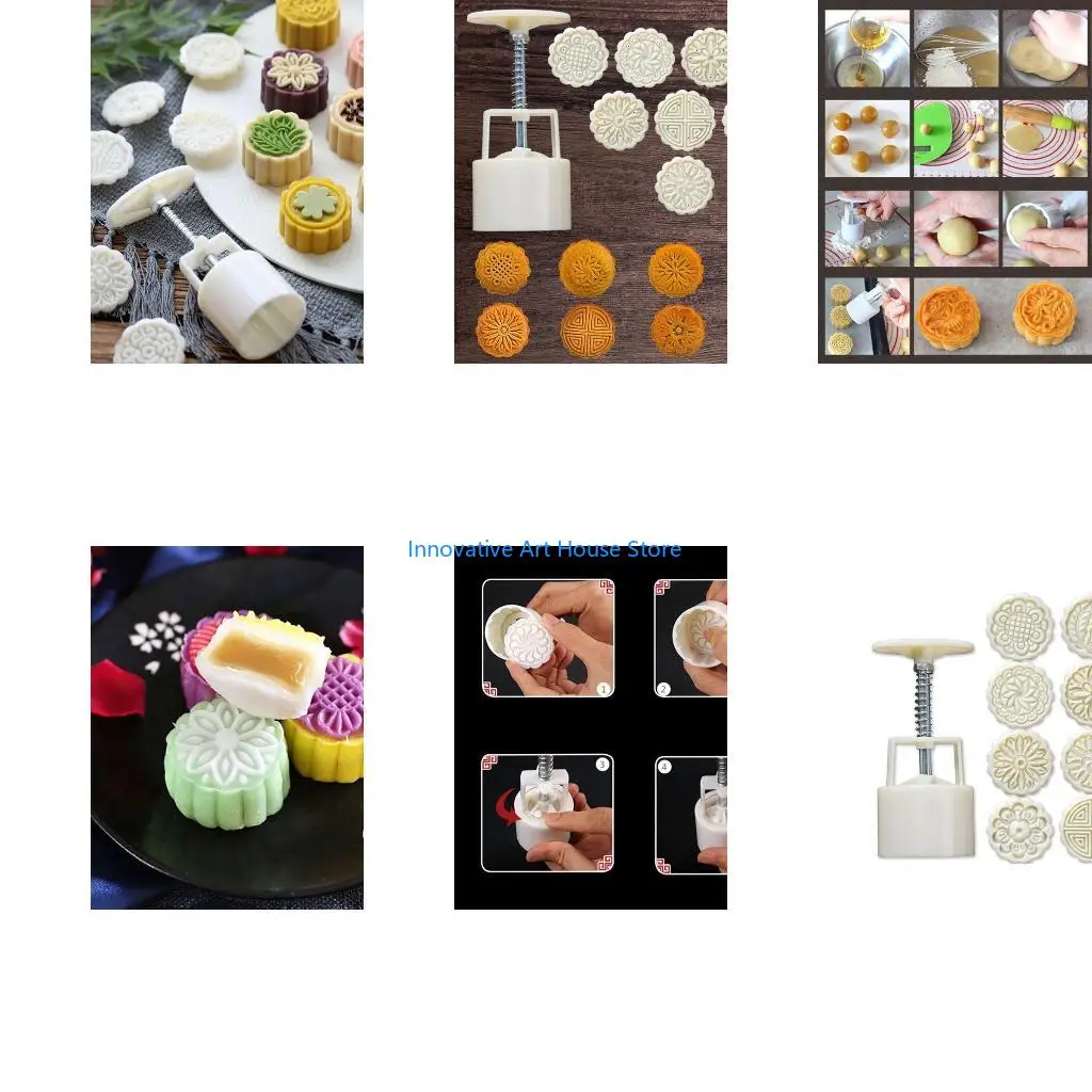 E1PC 8pcs Hand Press Cookie Stamp Moon Cake Decor Mould Barrel Mooncake Mold 75g Pastry DIY Tool