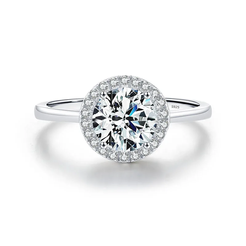 

Apexelle Brand Luxury Jewelry 925 Sterling Silver Ring Exquisite Round Zircon Rings Classic Claw Setting For Women Jewelry
